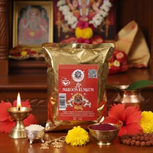JP thalampoo Maroon Kumkum Powder | Pure Turmeric Haldi Kumkum for Pooja & Traditional Tilak(mogalipoolu fragnance)