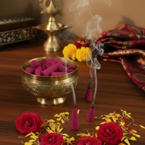 Exotic Rose Dhoop Cones (Magenta/Pink) - Long-Lasting Floral Incense for Worship & Relaxation