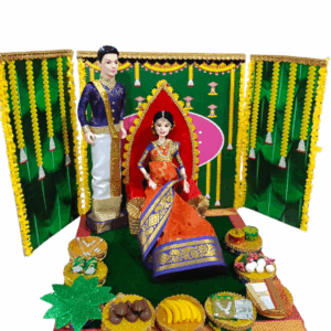 Ethnic handmade indian theme costume seemantham set/ baby shower set 12*24 inch(purple|orange)
