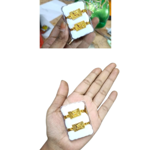 forehead rectangle swastik gold plated pelli basikalu 1 pair with free kalyana bindi pair and thazampoo kumkum|ramuss