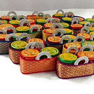 Pranaam product handmade bag shape with pasupu kumkum ethnic latest tamboolam return gifts 3*2inches (mix color) (20 pcs (mix color))