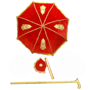 Wedding Kasiyatra /  Kaasi yathirai set  Gold Umbrella, Decorative Hand Fan, hand fan, Haldi jalleda and chembu ,( free Rose Fragrance and  nalugu sugandham , Kalyana Bindi Pack) (kaasi yathirai 3 pc set ( umbrella , fan , handstick))