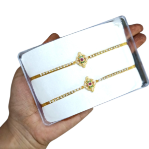 Traditional Rectangle Plain Basikalu Basikam Basingam with Free Kalyana Bindi Pack and Handmade Thazampoo Maroon Kumkum, Ethnic Theme, 1 Pair (Bs004)