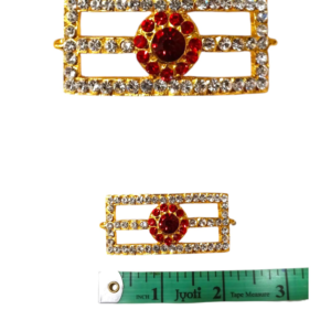 Traditional Vibudhi Namam /horizantal namam/shiva namam Gold-Plated 6 cm, Red and White Stones