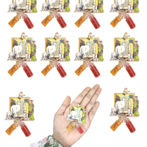 Indian Ethnic Handmade Traditional Gruhapravesham House Warming Theme Dolls Set with German Silver Cow and Calf Statue and Tulasi Tree,16x12 Inch (Gruhapravesham hk 20 pcs)