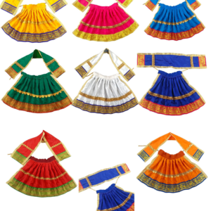 Traditional Goddess Poshak, Half Pattu Amman Poshak for Navaratri, Maa Laxmi, Durga, Saraswati, Radha Shringar for Kalasha, Assorted Colours (8 inch *17 inch )(8 colors)